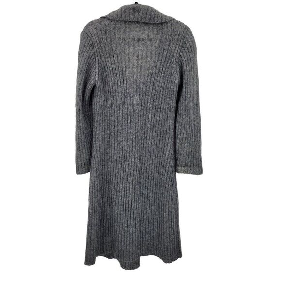 Vintage Moda International Mohair Duster Cardigan L Gray Button Down Pockets - Picture 9 of 13